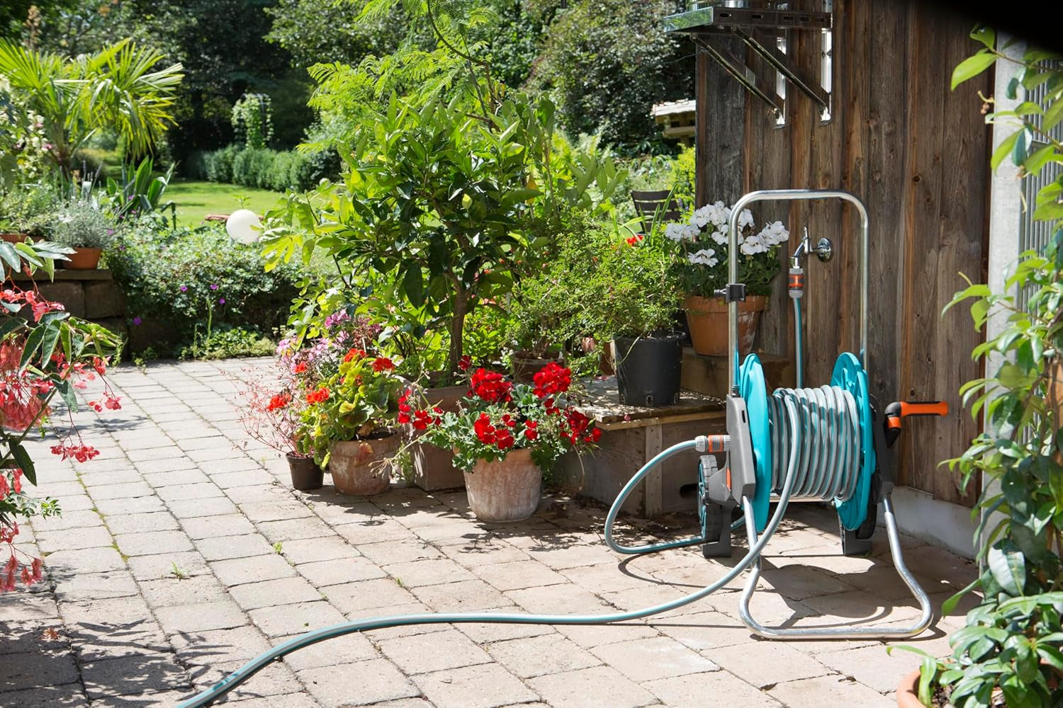 Aansluitset Gardena Classic 13 mm (1/2 inch), 1,5 m: Slangadapter voor aansluiting slanghaspel, slang met systeemcomponenten, 22 bar (18011-20)