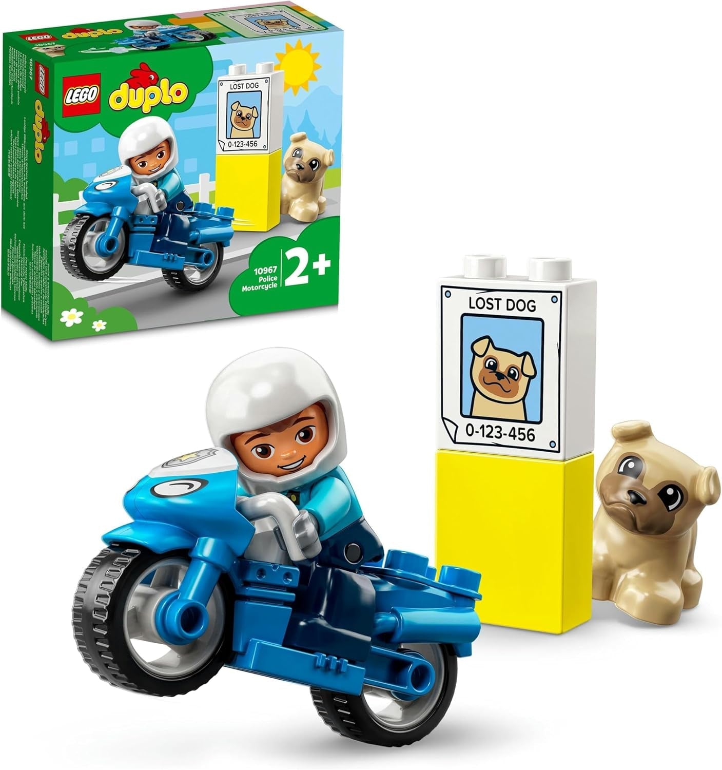 LEGO 10967 DUPLO Politiemotor, politiespeelgoed voor peuters vanaf 2 jaar, ideaal speelgoed voor de motoriek van baby's, speelgoedmotorbouwsets Besuche den LEGO-Store Single