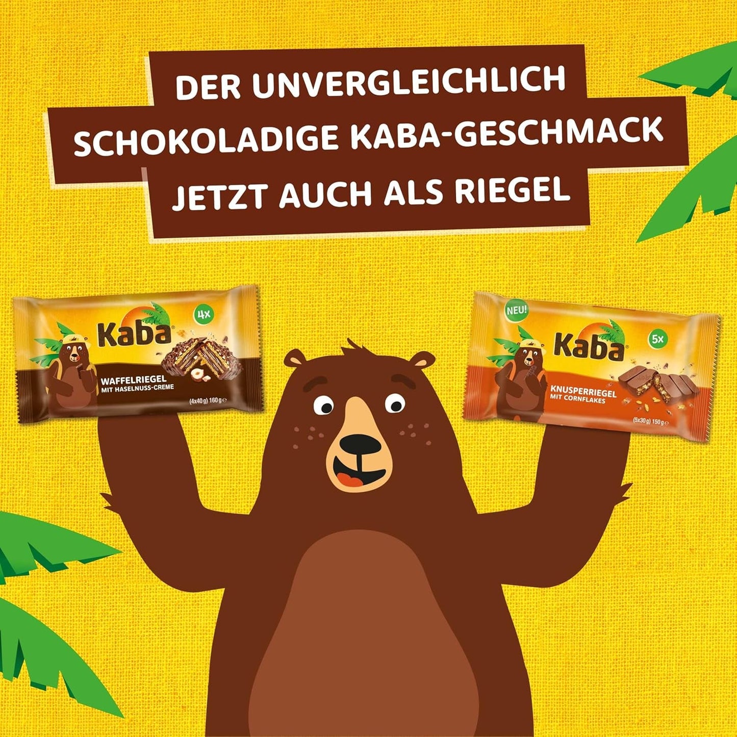 Kaba Napolitaanse repen 40g, 4 knapperige repen gevuld met wafels en fijne hazelnootcrème, in een multipack met originele Kaba-smaak