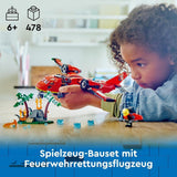 LEGO City Brandweervliegtuig, Kinderspeelgoedvliegtuig brandweerset, bouwset met 3 brandweerfiguren en vuurdecoratie, uitstekend cadeau-idee voor jongens en meisjes vanaf 6 jaar 60413 Bouwsets Besuche den LEGO-Store