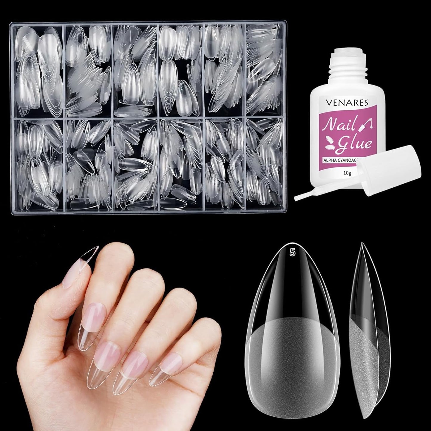 Korte Kunstnagels Ballerina 500 stuks Lijm op 12 Maten Kunstnagels Korte Zachte Gel Volledige Dekking Nageltips Voor Gelnagels Korte S
