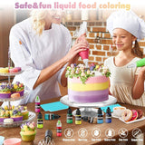 Voedselkleuring - 20 kleuren x 10 ml geconcentreerde vloeibare kleurstof voor taartdecoratie, bakken, koekjes, macarons - suikervrije kleurstof voor drankjes, taartdecoratie, doe-het-zelf-slijm, paaseieren