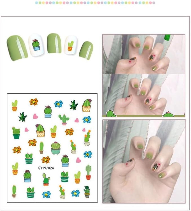 JMEOWIO Süße Nagelsticker Für Kinder 14 Blatt Nail Art Sticker Selbstklebend Nagelaufkleber Regenbogen Blumen Frucht Decoratie Nageldesign Zubehör