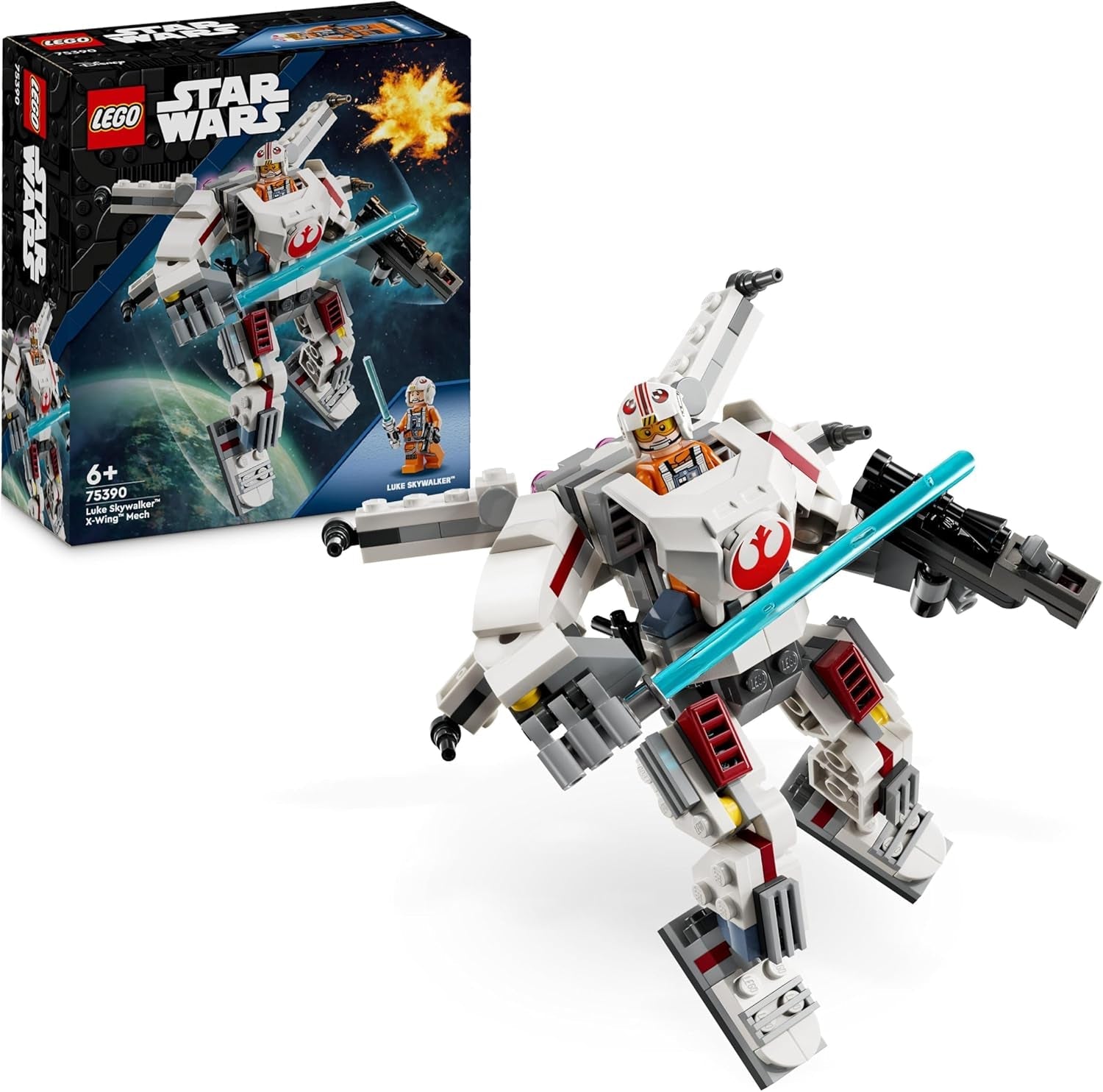 LEGO Star Wars Luke Skywalker's X-Wing Mecha verzamelspeelgoedstenen Actie-avontuur Cadeau-idee voor creatieve jongens en meisjes vanaf 6 jaar 75390 Bouwsets Beschouw de LEGO-Store standaardtitel