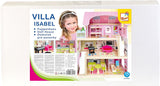 Bino World of Toys Poppenhuis met balkon, Speelgoed voor peuters vanaf 3 jaar, met 3 verdiepingen, trappen, 4 kamers en balkon incl. 15-TLG. Accessoires, Om de vaardigheden van kinderen te bevorderen, Roze design Naty Shop poppenhuizen