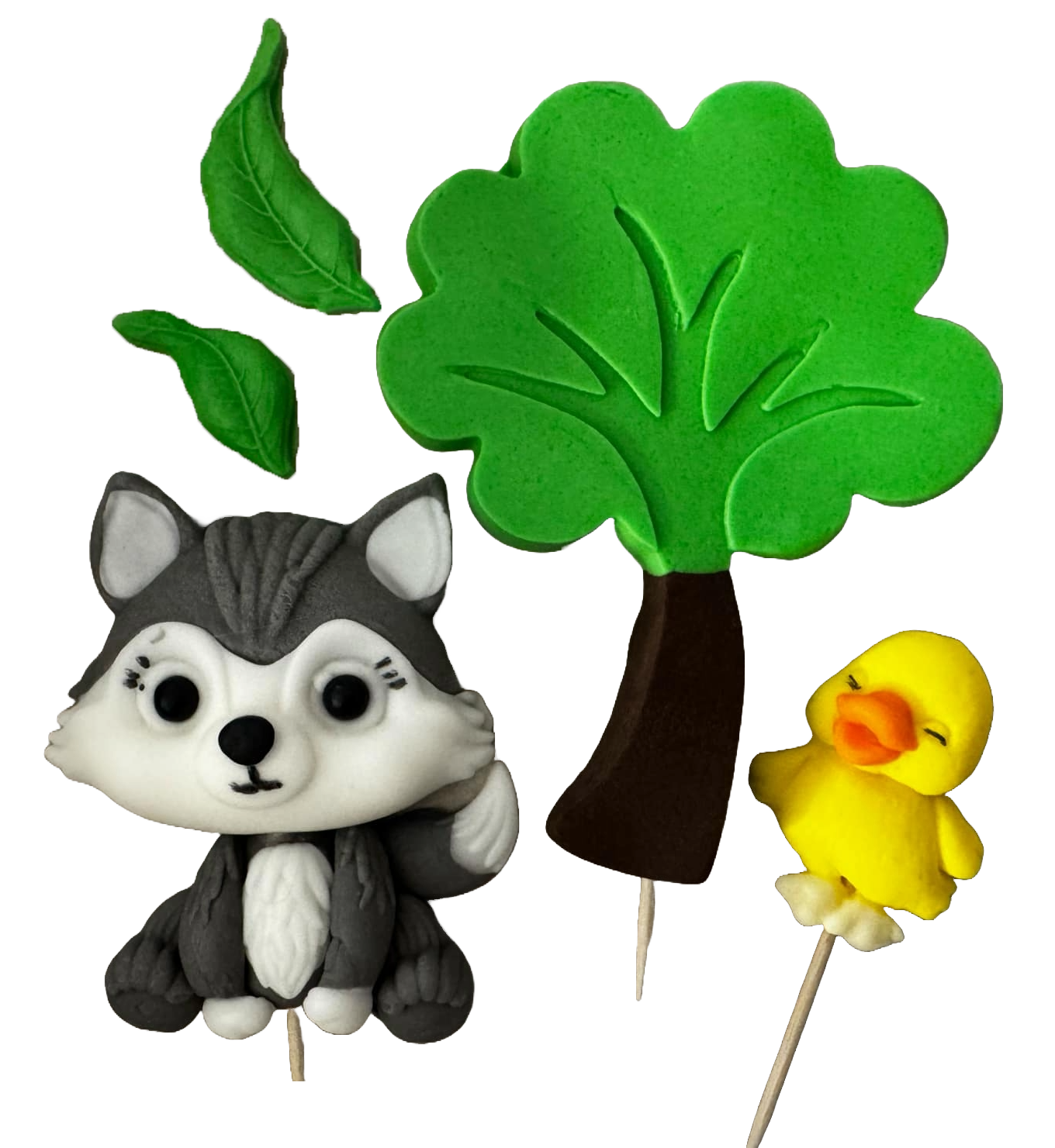 Set van 5 eetbare suikerpasta-decoraties, Wolf Cub Sugar Paste Decorations Nati Shop