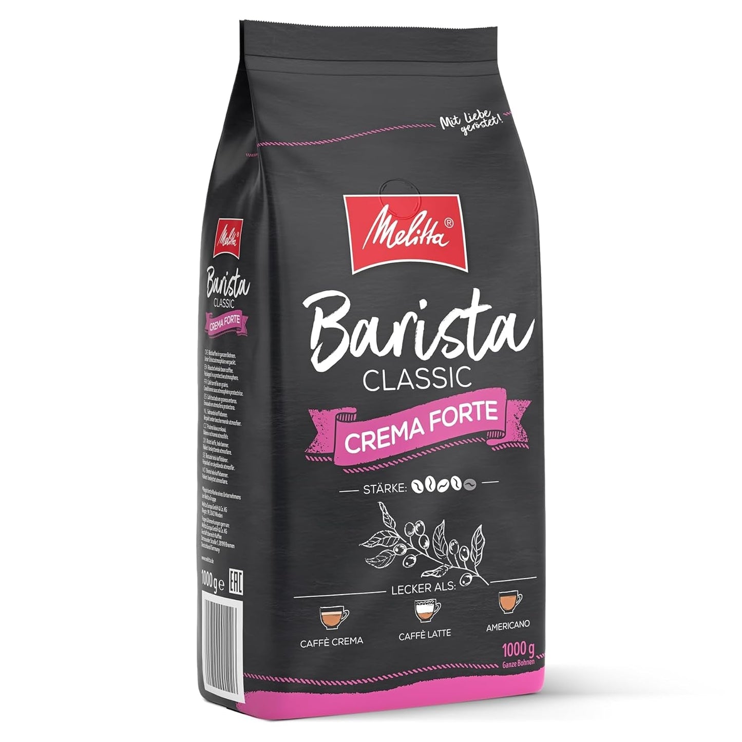 Melitta Barista Classic Crema Forte, Whole Kaffee-Bohnen 1kg, ungemahlen, Kaffeebohnen für Kaffee-Volautomat, kräftige Röstung, Stärke 4