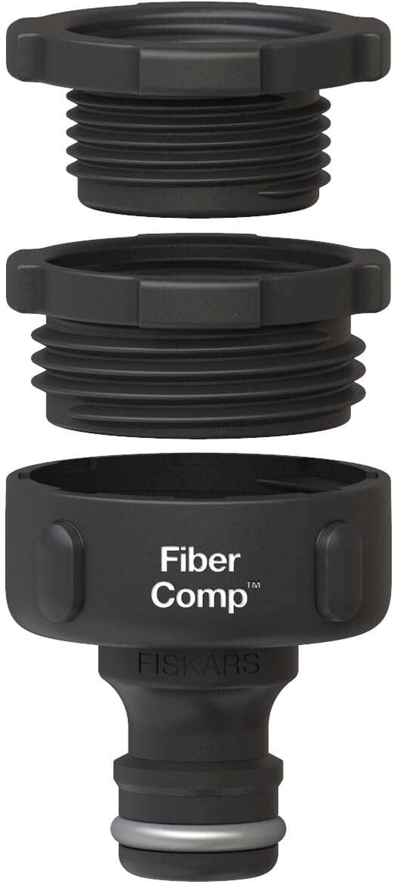 Fiskars kraanconnector, voor kranen, Ø 21 mm (G 1/2"), FiberComp, universele maat, 10 g, zwart/oranje, 1027053