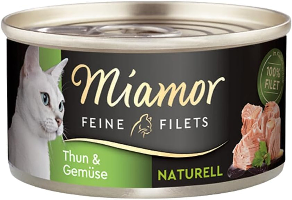 - Fijne natuurfilets | Natvoer voor volwassen katten met filetstukjes in eigen sap. Aanvullende vetarme voeding, ingeblikt, zonder kunstmatige toevoegingen | 24 x 80 g tonijn en groenten