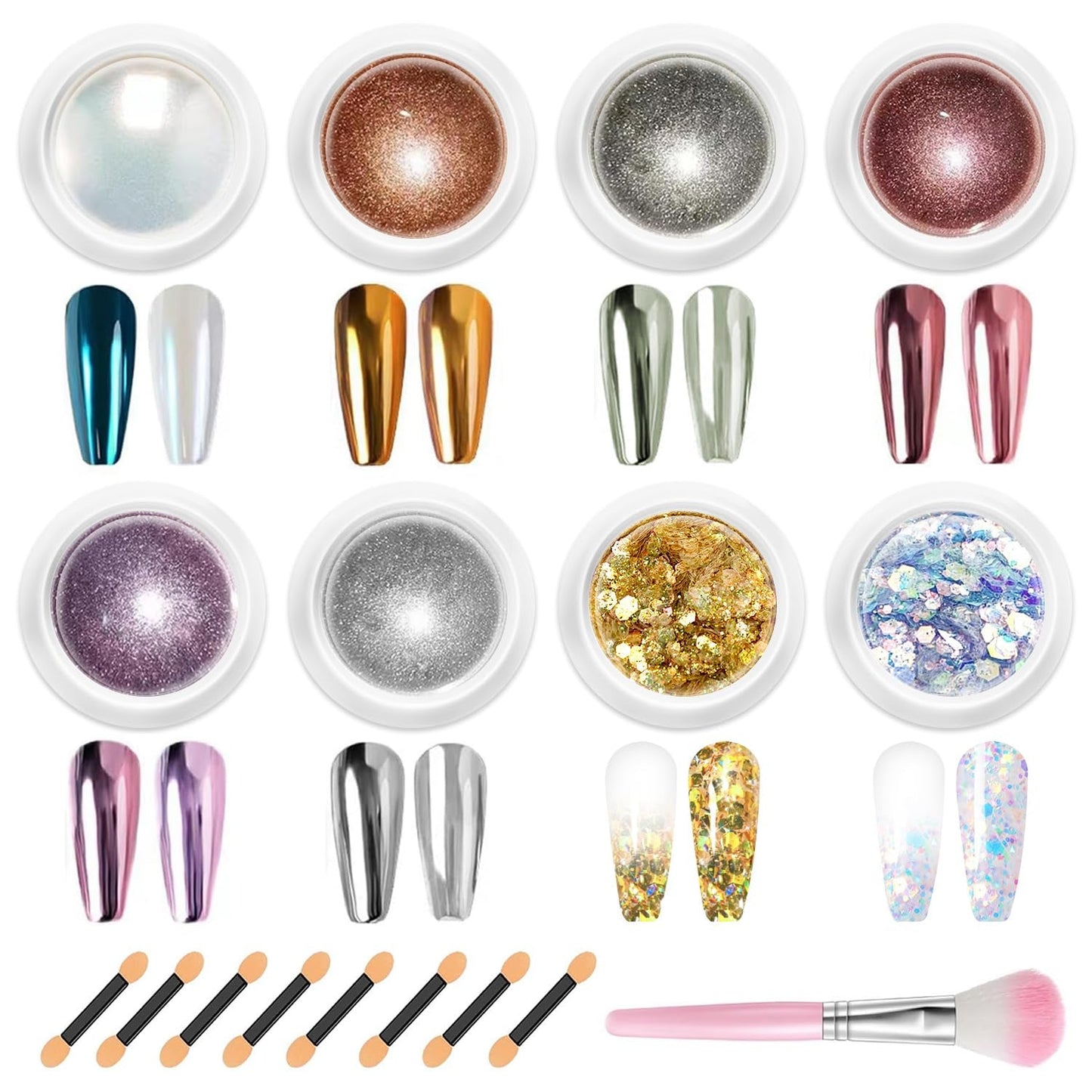 BISHENGYF Rose Gold Chrome Nail PowderNeue Upgrade Grosse Kapazitä Chrom PulverSuper-spiegeleffect Metall Mirror Chrome Powder – Neon Glassy Pearl Effect Glitter Nagelkunst Poeder voor DIY Salon