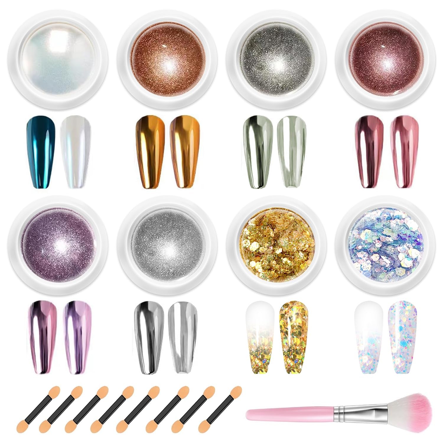 BISHENGYF Rose Gold Chrome Nail PowderNeue Upgrade Grosse Kapazitä Chrom PulverSuper-spiegeleffect Metall Mirror Chrome Powder – Neon Glassy Pearl Effect Glitter Nagelkunst Poeder voor DIY Salon