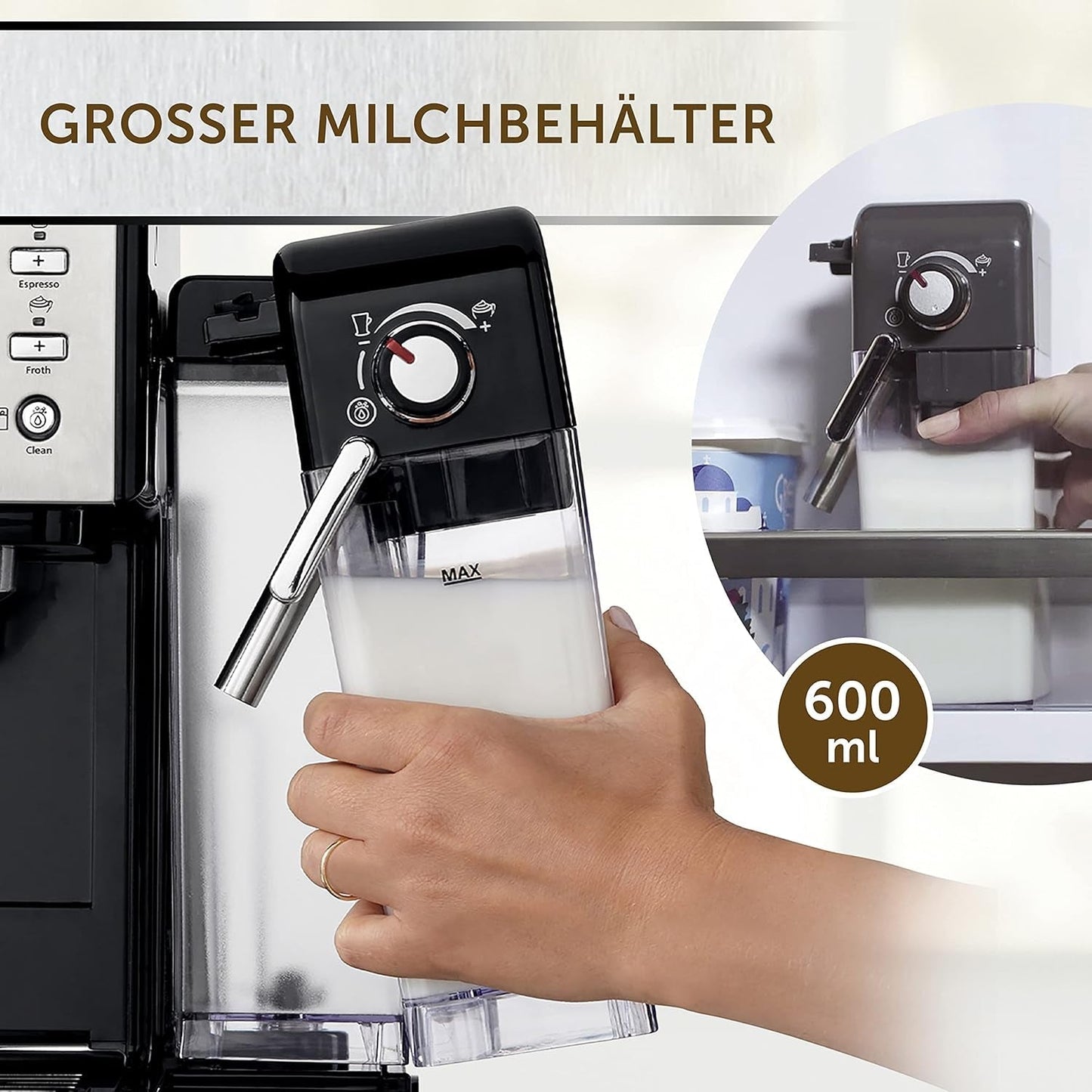 Espresso Breville Prima Latte II | Latte- en cappuccinomachine | Professionele pomp met 15 bar en melkopschuimer | Zilver [VCF108X]