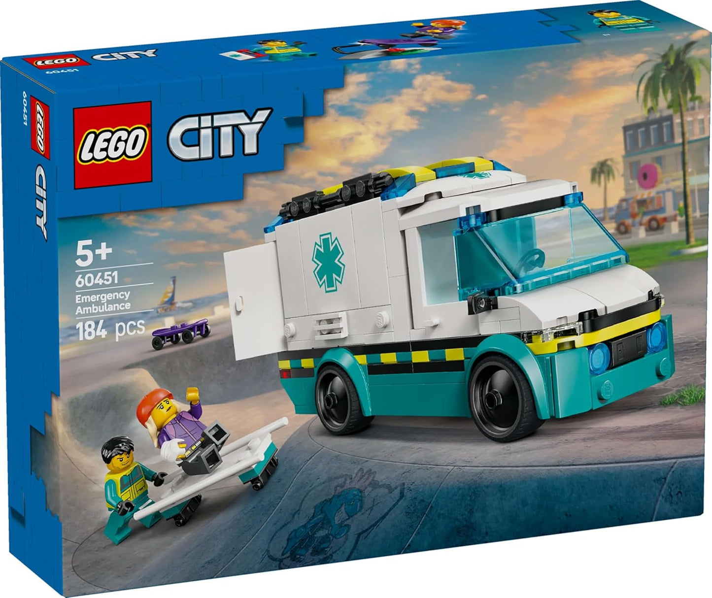 LEGO City Ambulance - speelgoed met 2 minifiguren (skateboarder en chauffeur) - educatief speelgoed voor jongens en meisjes vanaf 5 jaar - cadeau-ideeën voor verjaardagen en feestdagen 60451 Bouwsets Besuche den LEGO-Store