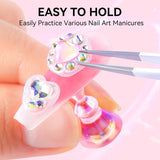 Makartt acryl nagelhouder, magnetische nagelhouder, nagelhouder, transparant roze nagelhouder met 48 zelfklevende stopverf