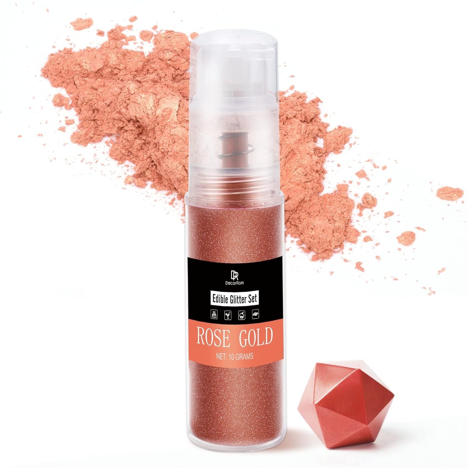 DecoRom, eetbare glitters, poeder, 10 gram Glitter Naty Shop Roségold