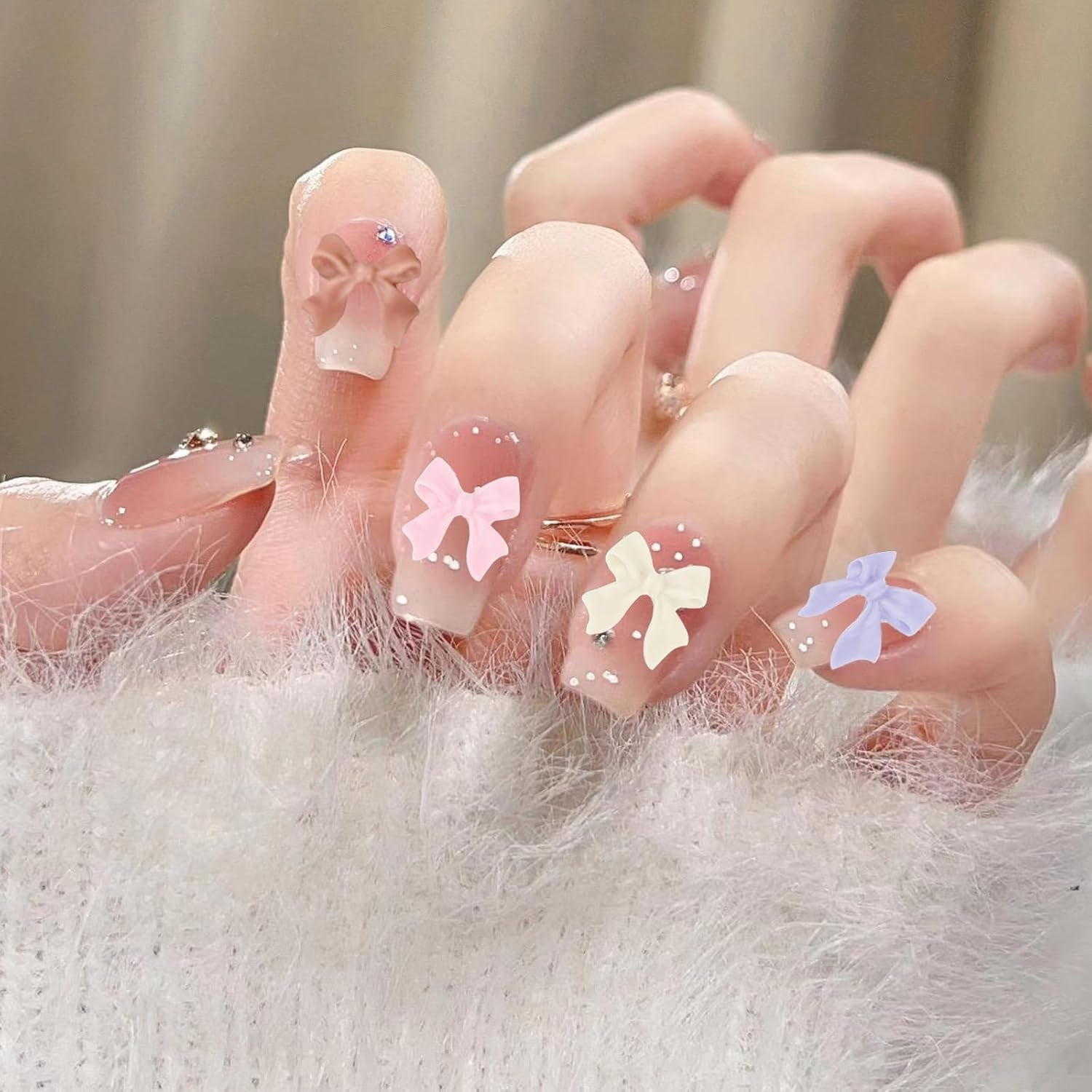 500 stuks 3D-nagelbedel Schleifen Charms Nägel Nail Art Charms Schleife Nagel Charms Nägel Nail Art Schleifen Nageldekorationen Mit Aufnahmewerkzeug Für Frauen en Mädchen Nagel-Diy-Zubehör