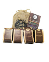 Kaffee Gift für Kaffeeliebhaber - Kaffeesack Jute - Vier Sorten exotischer Kaffee im Jutesack - Weihnachten Geschenkidee - Geschenk voor Kaffeetrinker - Ganze Bohne