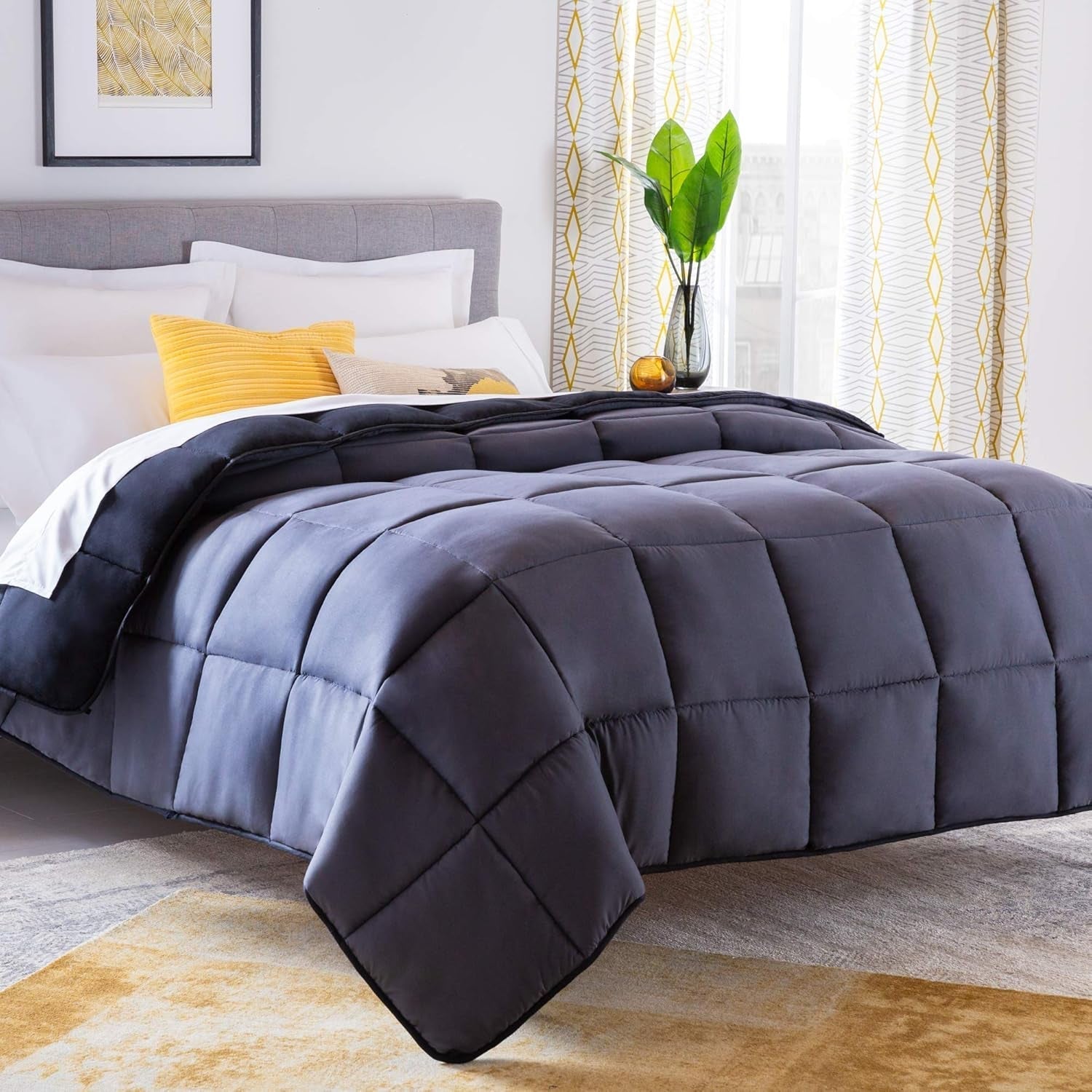 Linnenspa 10,5 Tog All Season hypoallergeen dons Alternatief microvezeldekbed Super King Size Dekbedden en dekbedden Naty Shop Zwart / grafietgrijs Super King