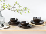 CreaTable, 21249, Natura Organic RUSTY-serie, 12-delige serviesset voor 4 personen, porseleinen bordenset, vaatwasser- en magnetronbestendig, gemaakt in Europa