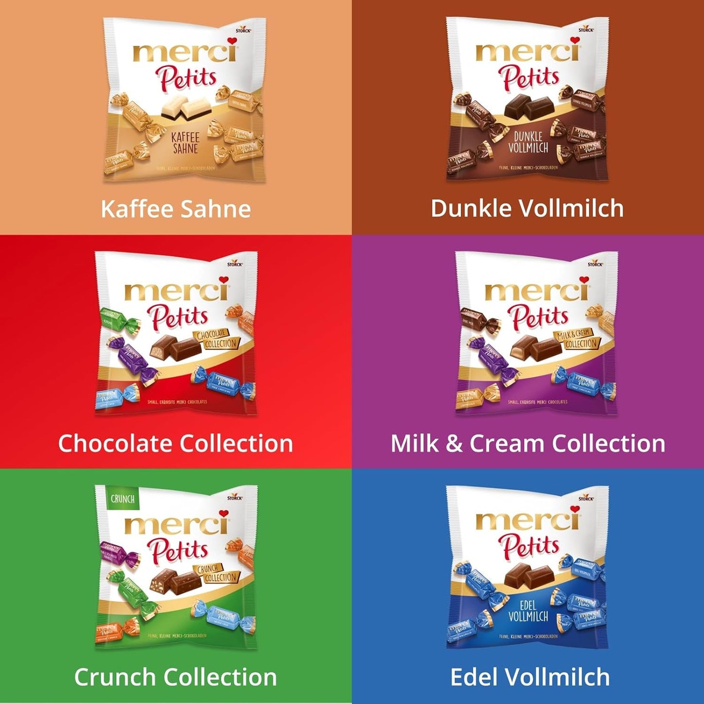 Merci Petits Koffieroom - 12 x 125g - Kleine pralines van witte chocolade op fijne chocolade met koffieroom - Individueel verpakte chocoladepralines