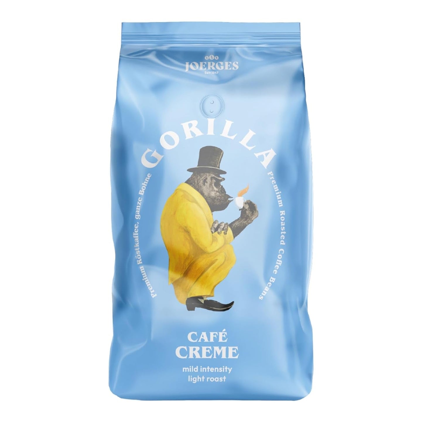 Gorilla Café Creme 6x 1000g | 100% traditionele Arabica-Bohnen | Ideal Volllautomaten Crema harmonisches Aroma | geriger Koffeingehalt helle Röstung | Vorratspackung