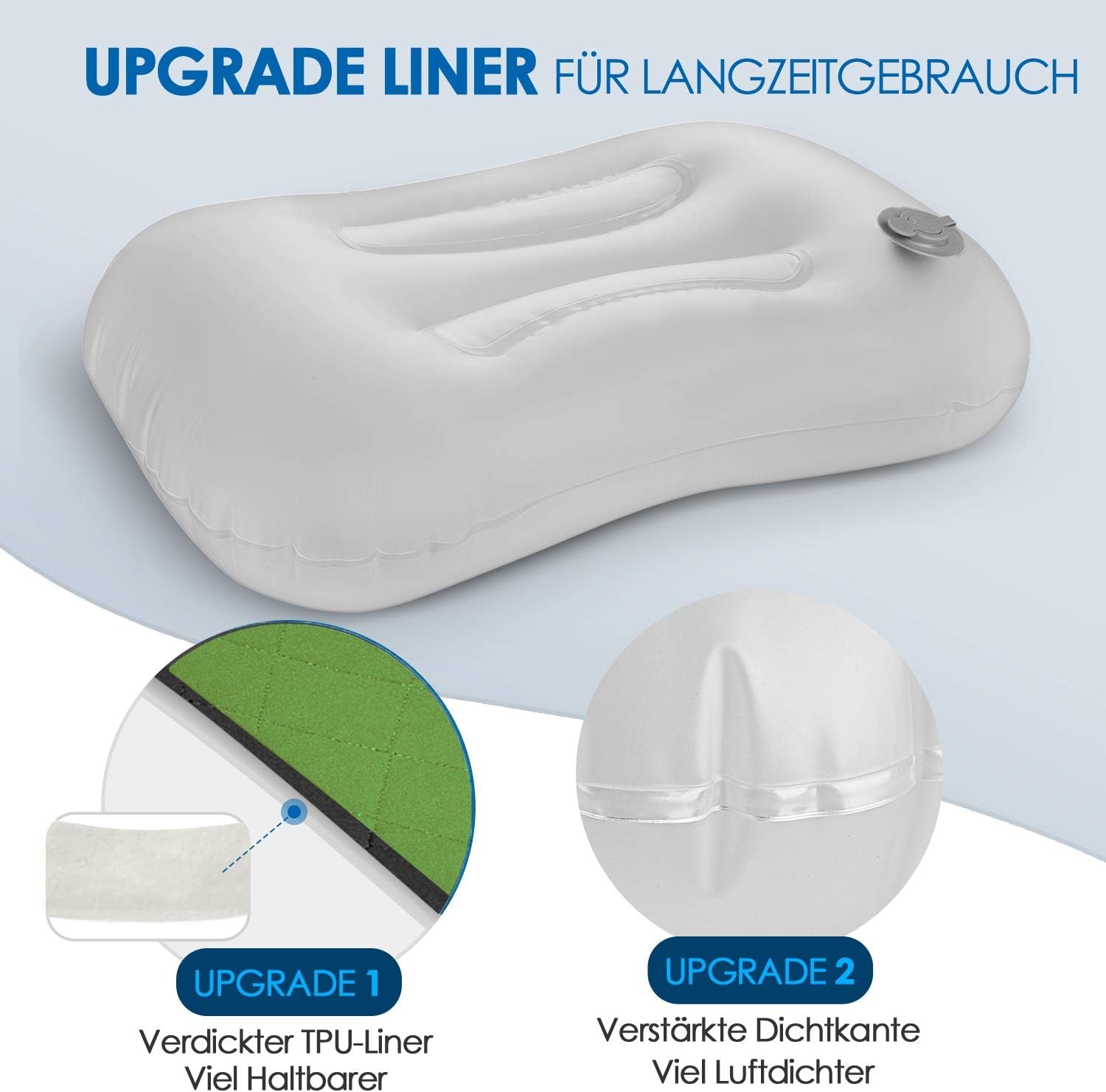 HIKENTURE Opblaasbaar kampeer- / reiskussen met afneembare kussensloop, ergonomisch kussen, comfortabel nekkussen voor reizen / buiten, opblaasbaar reisnekkussen (groen) ... Cervicale orthopedische kussens Naty Shop