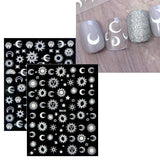 JMEOWIO Nagelsticker Mond Stern Sonne 10 Blatt Nail Art Sticker Selbstklebend Nagelaufkleber Bunt Decoratie Nageldesign Zubehör