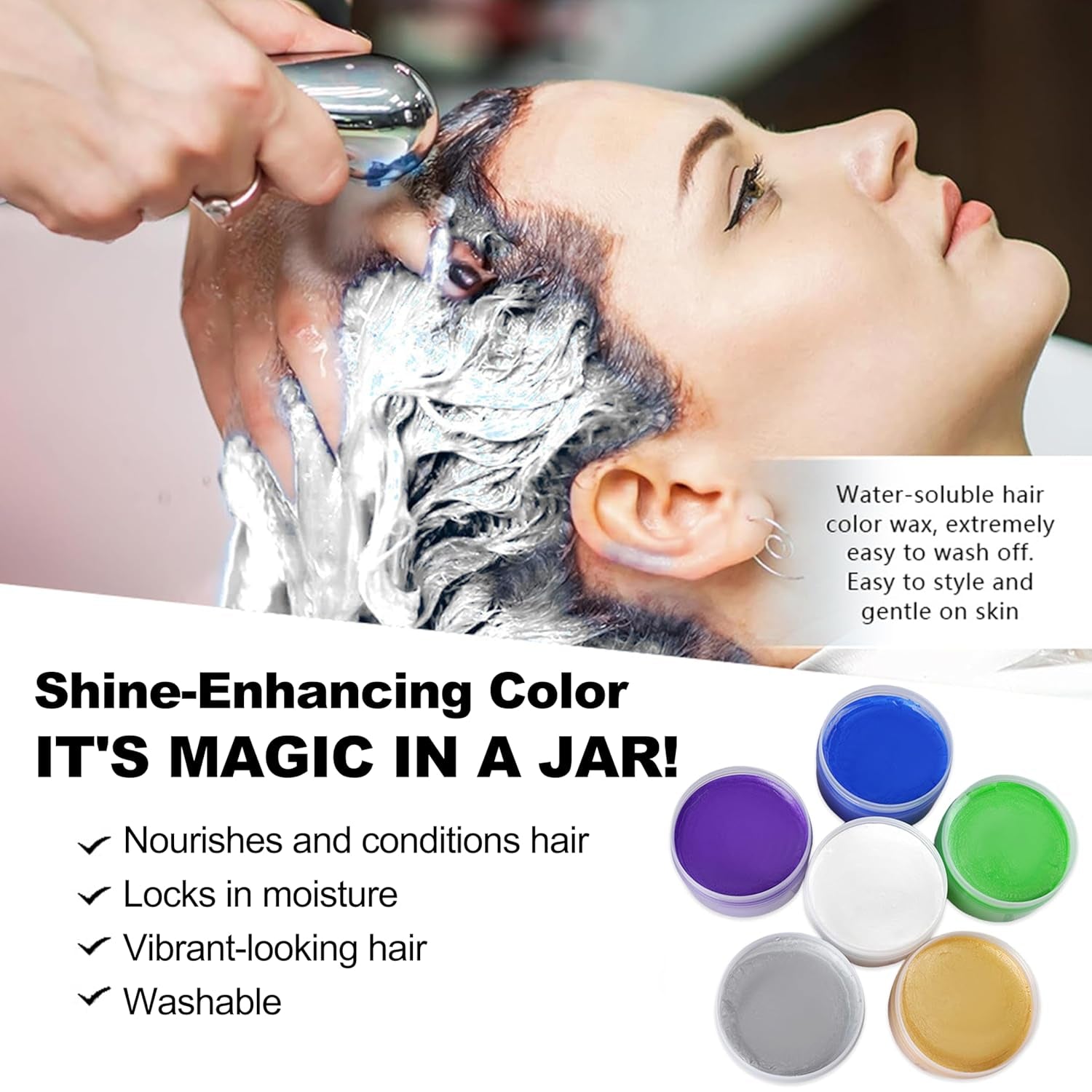 Groene Tijdelijke Haarverf, Styling Haarkleur voor Mannen Vrouwen, Natuurlijke Haarpommade, Haarverf Wax voor Feest, Cosplay & Halloween, Kerstmis, Crème Tijdelijke Haarverf (100g, Groen) Naty Shop Haarverf