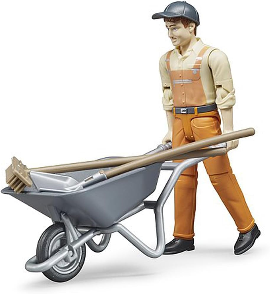Bruder 62130 - Bworld figurenset gemeentelijke arbeider - speelgoedfiguur op schaal 1:16, bouwvoertuig, bouwvakker, boerderij, man Actiefiguren Naty Shop