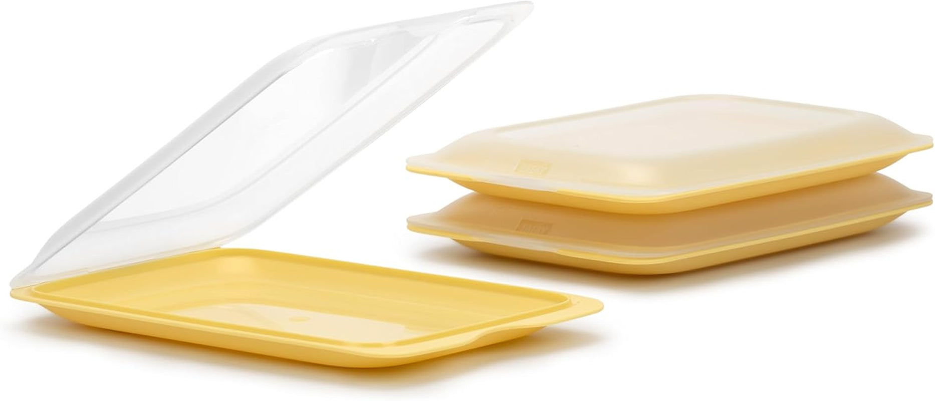 TATAY Fresh Slicer Box Set van 4, BPA-vrij, herbruikbaar, stapelbaar, vaatwasser en MWO, willekeurige kleuren. Afmetingen 17 cm x 3,2 cm x 25,2 cm Voedselbewaardozen Naty Shop Set 3 - Geel