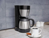 Cloer 5009 warmhoudfilter-espressomachine voor maximaal 8 kopjes 800W met geïsoleerde roestvrijstalen karaf 1x4 filterbeker zwart
