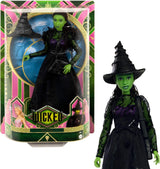 Mattel Wicked Elphaba modepop en accessoires met groene huid, zwart gevlochten haar, verschillende mogelijke poses en afneembare baljurk-uiterlijk, HXT62, [Multicolor]