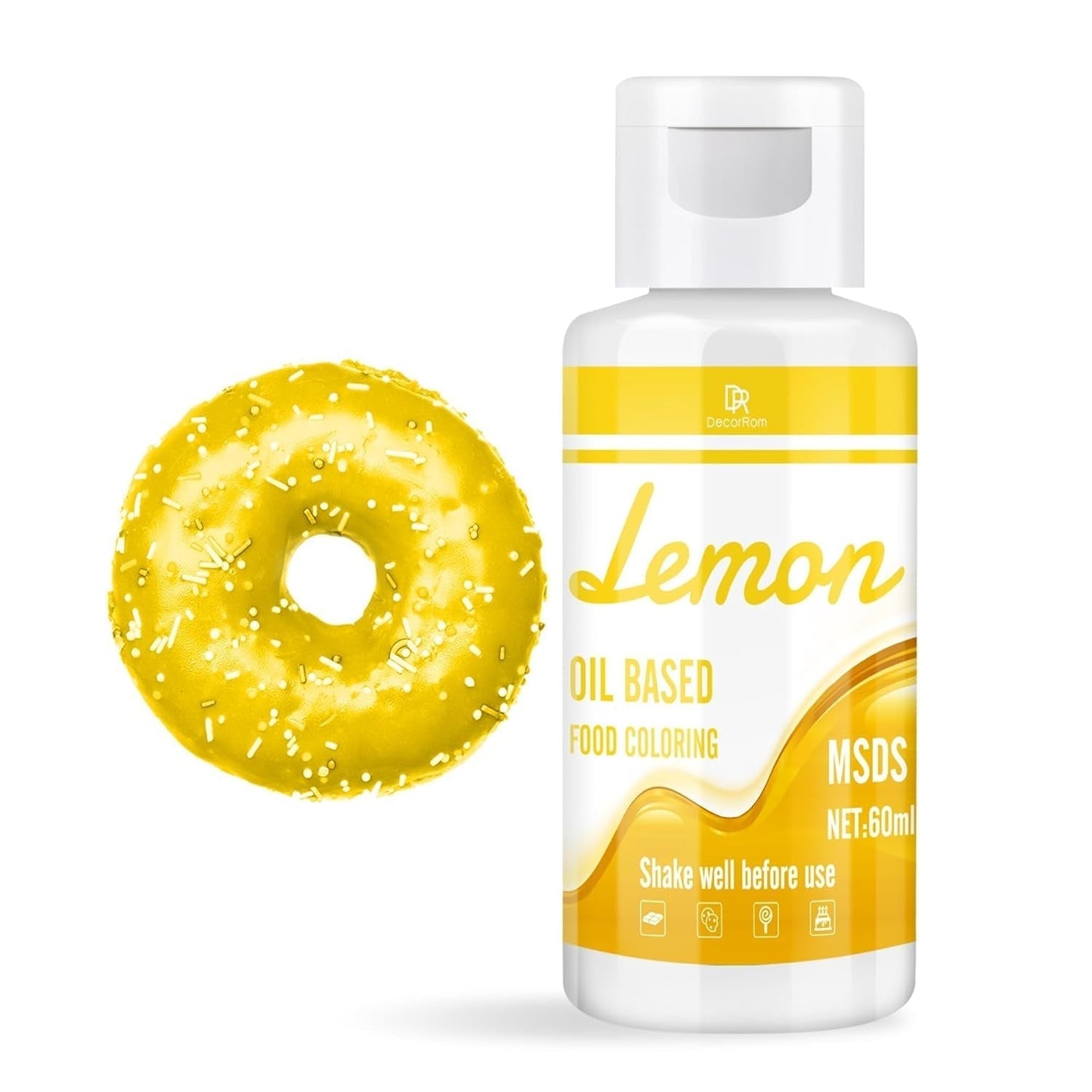 Fettlösliche Lebensmittelfarbe Für Schokolade - 60Ml Olbasis Lebensmittelfarben Für Fondant, Torten Decoratie, Backen - Flüssige Voedselkleuring voor Kakaobutter, Botercrème, Kuchen (Schwarz) Naty Shop Gelb