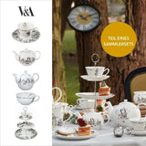 Alice in Wonderland theepot en kopjesset voor 1 persoon in geschenkverpakking, theeservies van fijn porselein, wit, 250 ml