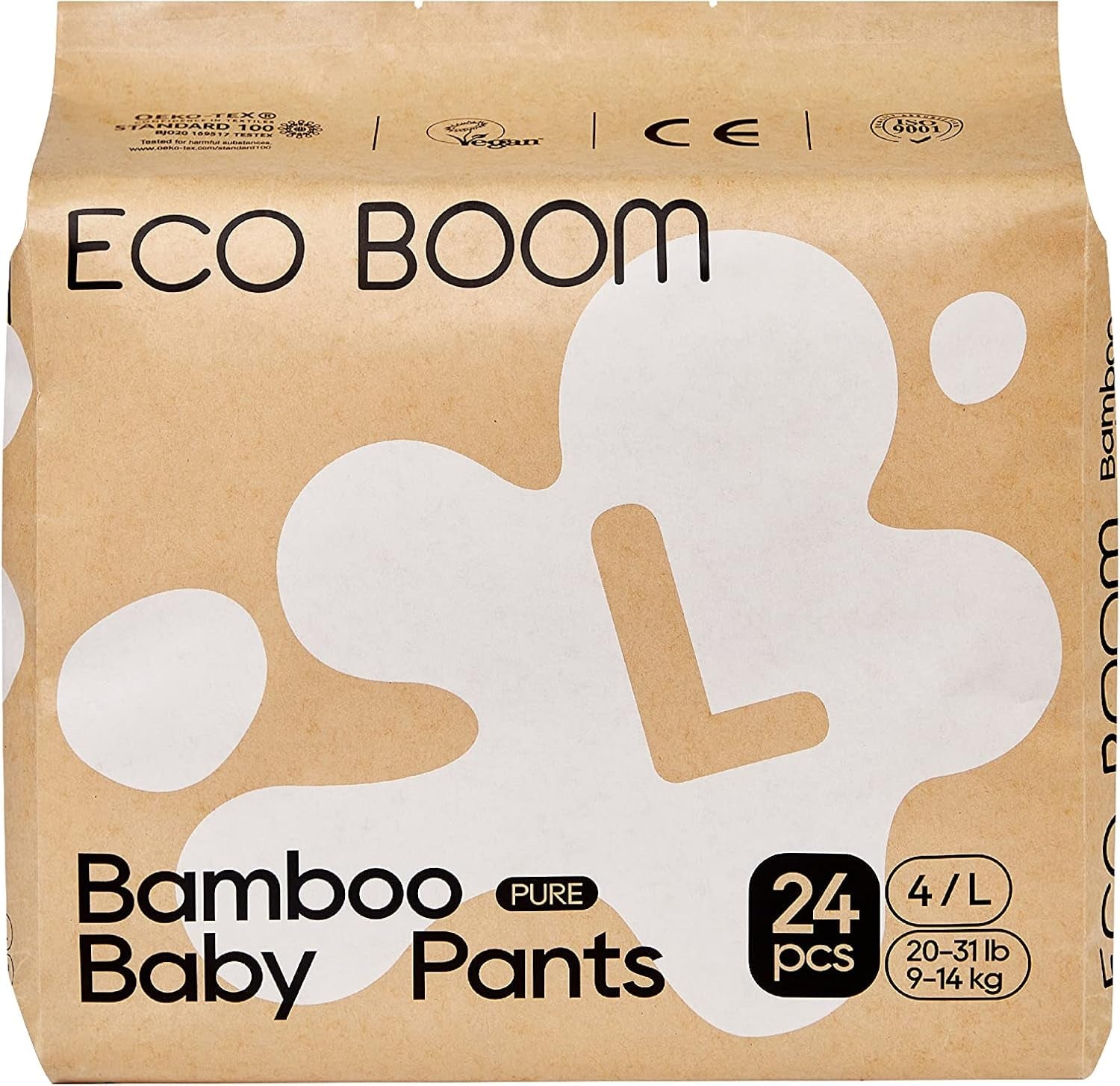 ECO BOOM Bamboe Babyluiers - Maat 6 (20kg), Plantaardige Pull-Up Luiers (17st) - Premium Biologisch, Geurvrij, Huidvriendelijk, Super Absorberend