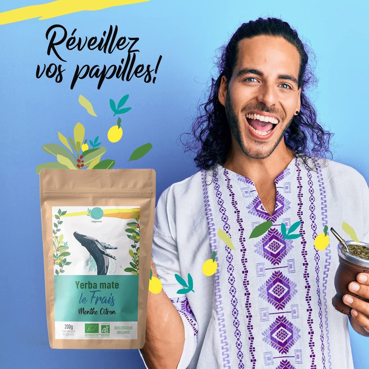 ORIGEENS BIO YERBA MATE MET MUNT EN CITROEN 200 G - Versheid I Ongebrande Bio Yerba Mate, bladeren, zonder stengels en stof