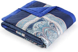 BASSETTI katoenen plaid SABBIONETA kleur BLAUW B3 maat 135X190 Dekbedden en dekbedden Naty Shop