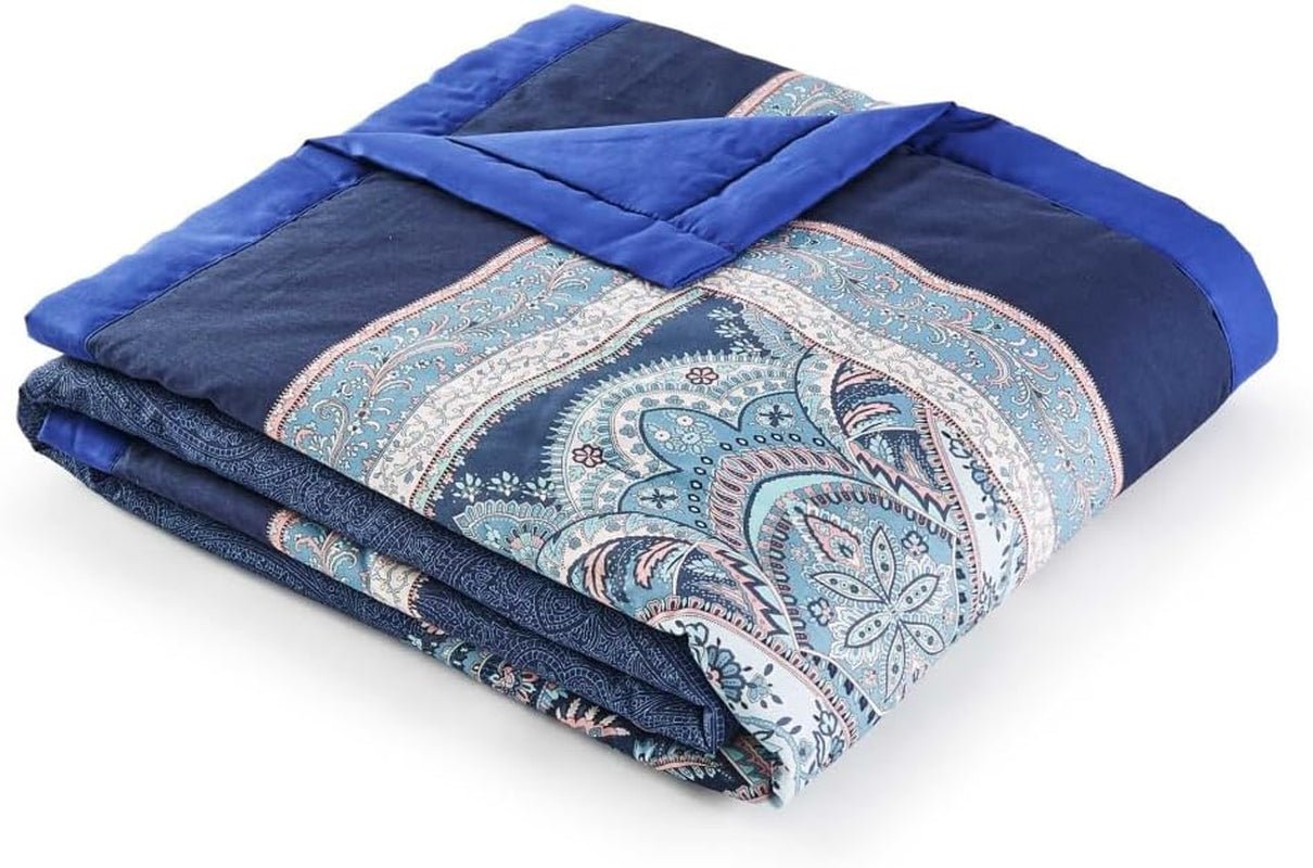 BASSETTI katoenen plaid SABBIONETA kleur BLAUW B3 maat 135X190 Dekbedden en dekbedden Naty Shop