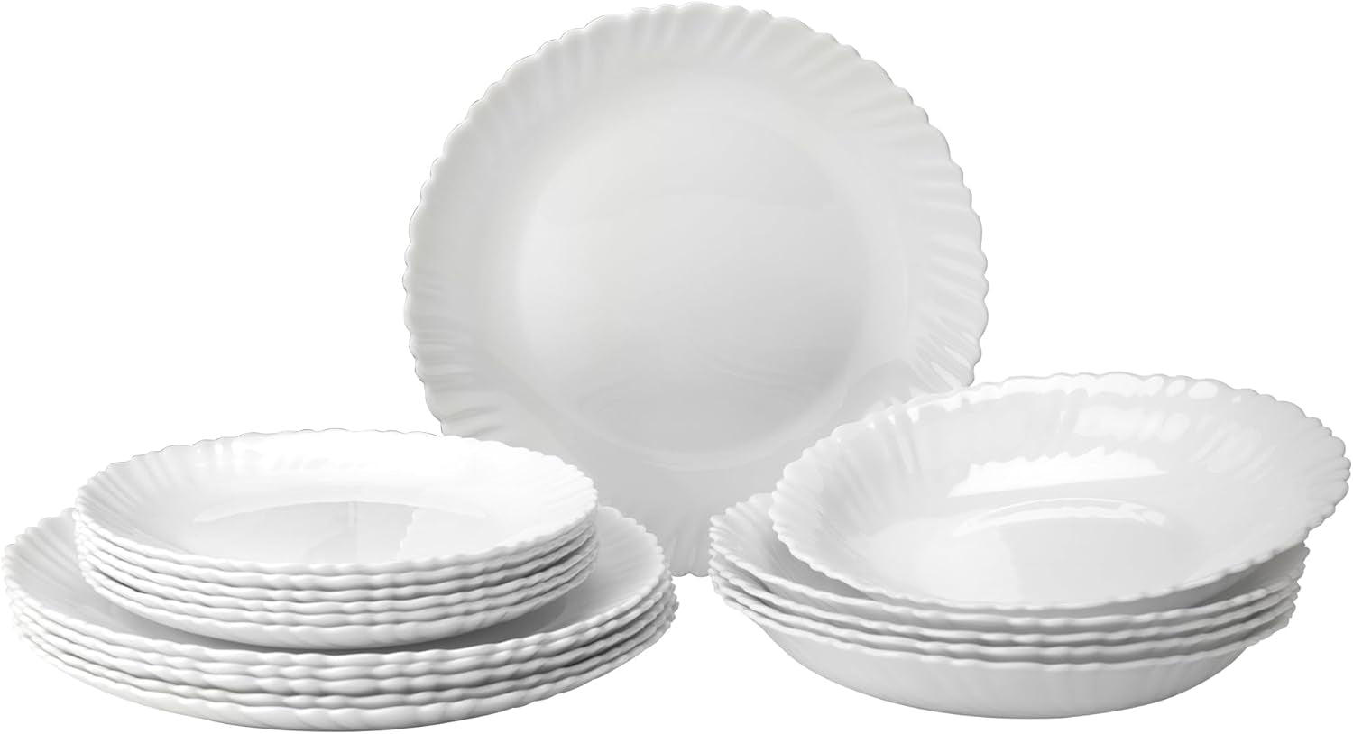 Serviesset voor 6 - 18-delig - Serviesset van opaalglas - Witte serviesset - Kom en bordenset - Modern serviesgoed - Borden - Serviesgoed - Serviesset voor 6 personen