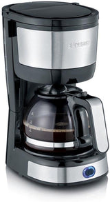 SEVERIN compacte espressomachine, aromatische koffie met koffiemachine voor maximaal 4 kopjes, espressomachine met filter en permanent oscillerend filter, roestvrij staal/zwart, KA 4808
