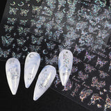 6 Blatt Schmetterling Nagelsticker Selbstklebend Laser Zilver Schmetterlings Nagelaufkleber 3D Aurora Silber Schwarz Schmetterlinge Nagelstickers Frühling Nageldesign Nagelsticker Nail Art Zubehör