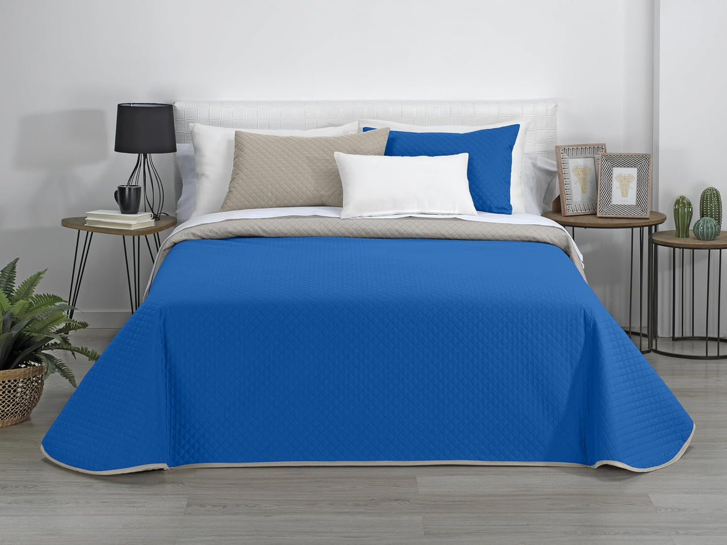 Estoralis | AVA | Omkeerbare boetiekquilt | Voor alle seizoenen | Kleur - grijs/blauw | Voor bedden van 140/150/160 cm. bed. (250 X 270 Cm. Ancho X Alto) | Gewatteerde quilt Quilts en quilts Naty Shop