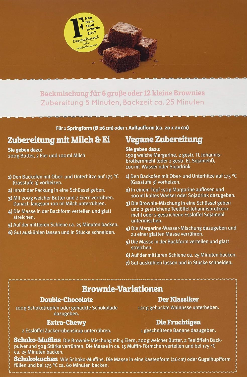 Brownies Glutenvrij, 3Er-pakket (3 X 400 G) - Bio Naty Shop