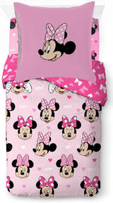 Beddengoed voor kinderen, Disney figuren, 100% katoen Beddengoed - kinderen Naty Shop Roze - Minnie Mouse 135X200/80X80 (3-delig)