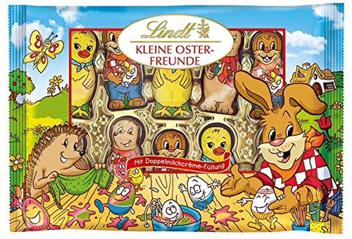 Kleine paasvriendjes met chocolade | 2 x 100 g mini-eieren met chocoladedecoratie en alpenmelk | 2 x 180 g zakjes | Premium melkchocolade-eieren, vrolijk en kleurrijk verpakt, in vier kleuren voor Pasen