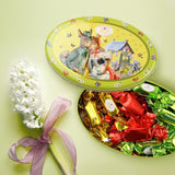 Heidel paaskaart geschenkdoos 183g, premium melkchocoladepraline met decoratieve metalen doos, ideaal als paascadeau