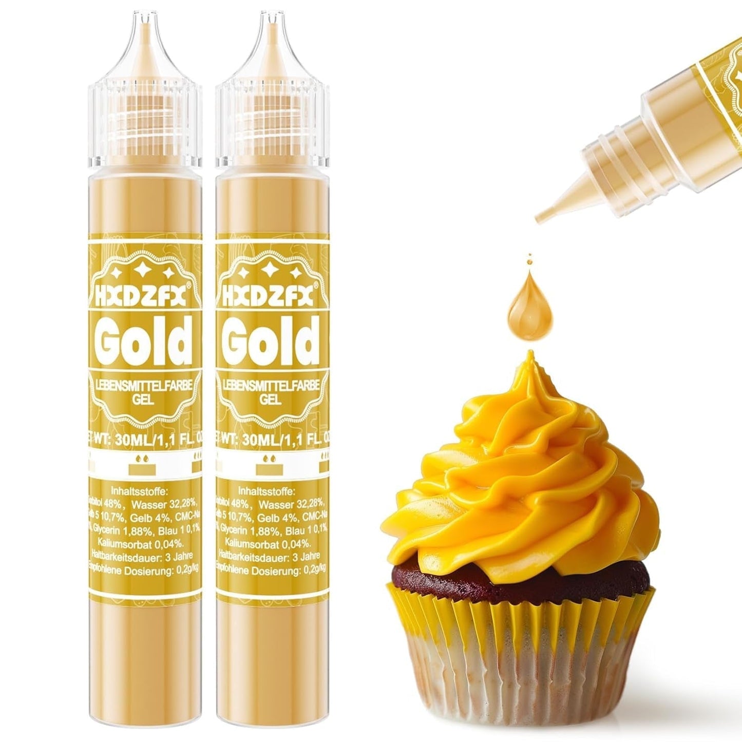 Gelvoedselkleuring - HXDZFX 2×30ml, suikervrije voedselkleuring, sterk geconcentreerd, voor het versieren van taarten, witte fondant, bitterkoekjes, koekjes, bakken, paaseieren, slijm (druivenpaars)