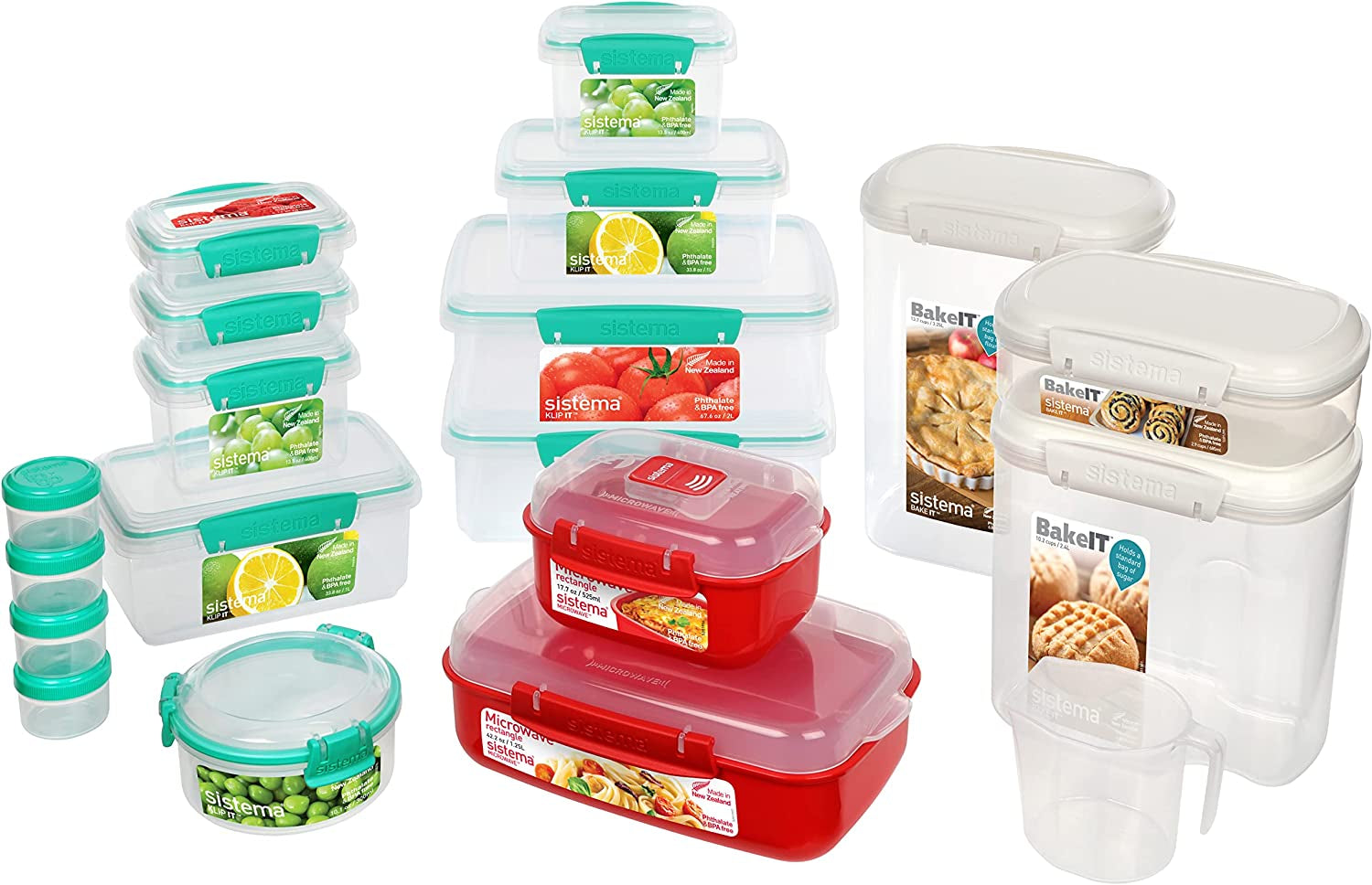KLIP IT-systeemopslagcontainer, 6 stuks voedselbewaardozen Naty Shop gemengde kleuren keukenstartpakket