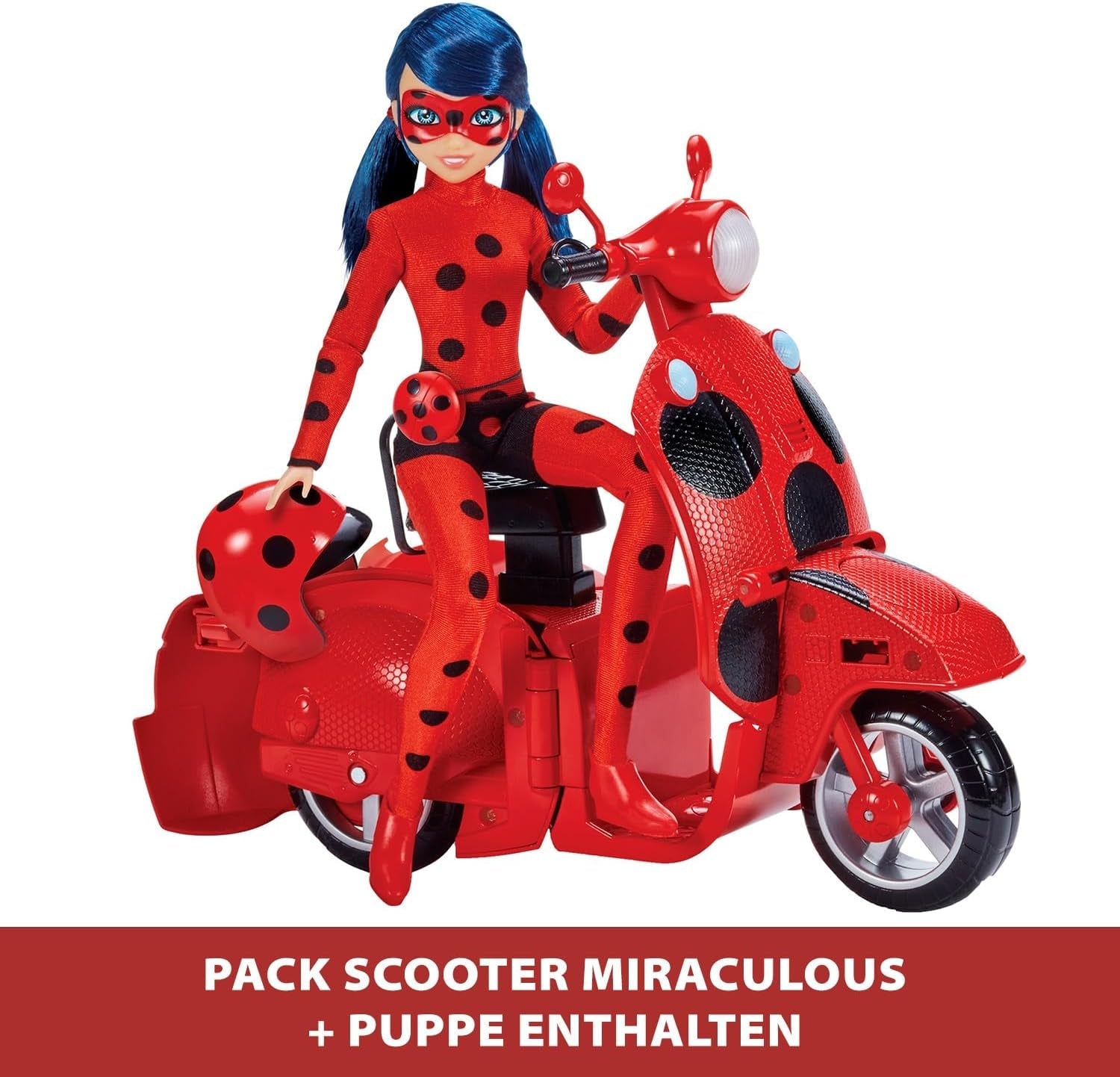 Bandai - Wonderbaarlijk lieveheersbeestje - Wonderbaarlijke Switch'n Go-scooter + 26 cm lieveheersbeestje geluksbrenger gelede pop - P50668