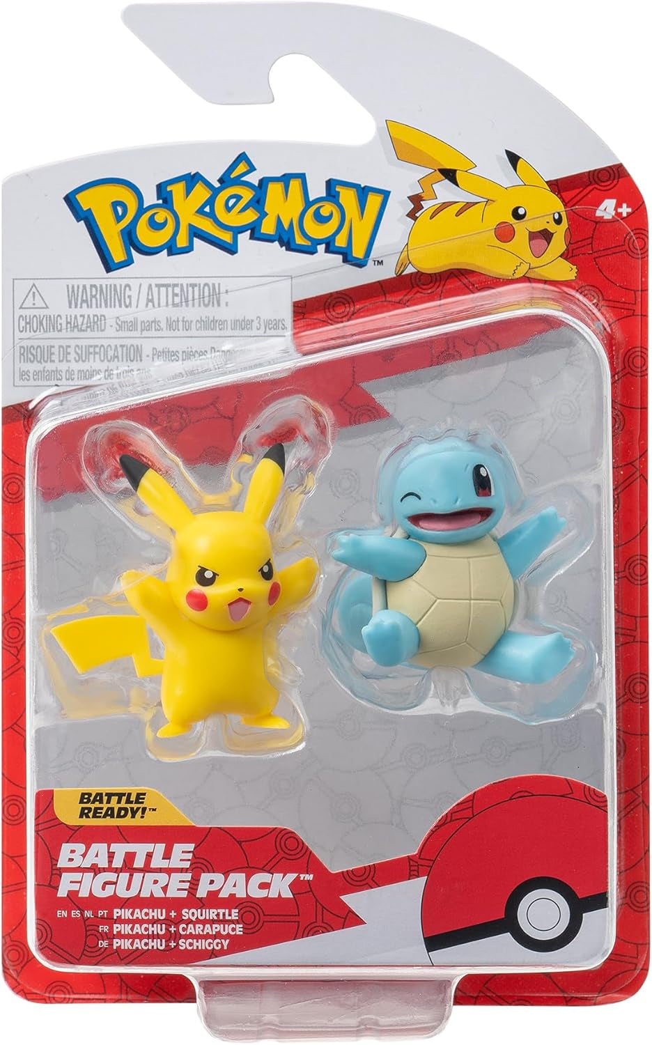 Pokémon PKW3586 - Battle Figure Pack - Officiële gedetailleerde figuren van Pikachu en Schiggy, elk 5 cm Actiefiguren Naty Shop